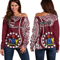 June 15 Mangaia Gospel Day Mangaia Cook Islands Off Shoulder Sweater Maroon Version - Wonder Print Shop