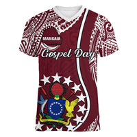 June 15 Mangaia Gospel Day Mangaia Cook Islands Women V Neck T Shirt Maroon Version - Wonder Print Shop
