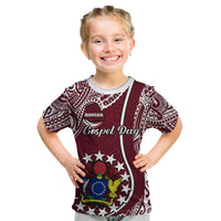 Personalised June 15 Mangaia Gospel Day Mangaia Cook Islands Kid T Shirt Maroon Version - Wonder Print Shop