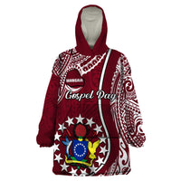 Personalised June 15 Mangaia Gospel Day Mangaia Cook Islands Wearable Blanket Hoodie Maroon Version - Wonder Print Shop