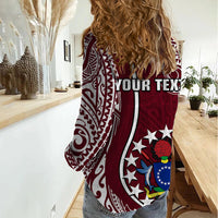 Maroon women’s casual shirt with back tribal print and winged bird graphic, loose fit
