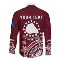 Personalised Mangaia Cook Islands Long Sleeve Button Shirt Polynesian Sea Turtle - Wonder Print Shop