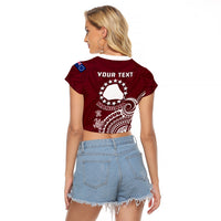 Personalised Mangaia Cook Islands Raglan Cropped T Shirt Polynesian Sea Turtle - Wonder Print Shop