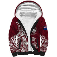 Personalised Mangaia Cook Islands Sherpa Hoodie Polynesian Sea Turtle - Wonder Print Shop