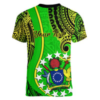 Personalised Cook Islands Women V Neck T Shirt Kuki Airani Coat Of Arms - Wonder Print Shop