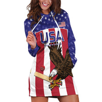 Custom USA 2024 Cricket Hoodie Dress Go Champions Eagles - Wonder Print Shop