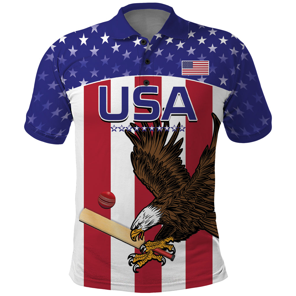 Custom USA 2024 Cricket Polo Shirt Go Champions Eagles
