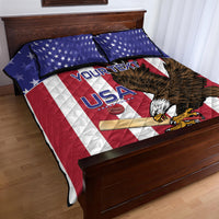 Custom USA 2024 Cricket Quilt Bed Set Go Champions Eagles - Wonder Print Shop