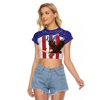 Custom USA 2024 Cricket Raglan Cropped T Shirt Go Champions Eagles - Wonder Print Shop