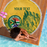 Custom South Africa Cricket Beach Blanket 2024 African Pattern Go Proteas - Wonder Print Shop