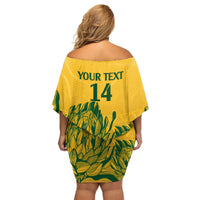 Custom South Africa Cricket Family Matching Off Shoulder Short Dress and Hawaiian Shirt 2024 African Pattern Go Proteas - Wonder Print Shop