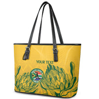 Custom South Africa Cricket Leather Tote Bag 2024 African Pattern Go Proteas - Wonder Print Shop