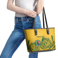 Custom South Africa Cricket Leather Tote Bag 2024 African Pattern Go Proteas - Wonder Print Shop