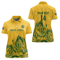 Custom South Africa Cricket Women Polo Shirt 2024 African Pattern Go Proteas - Wonder Print Shop