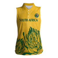 Custom South Africa Cricket Women Sleeveless Polo Shirt 2024 African Pattern Go Proteas - Wonder Print Shop