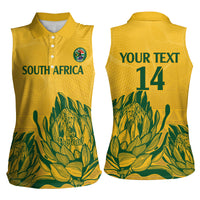 Custom South Africa Cricket Women Sleeveless Polo Shirt 2024 African Pattern Go Proteas - Wonder Print Shop