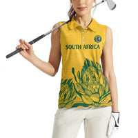 Custom South Africa Cricket Women Sleeveless Polo Shirt 2024 African Pattern Go Proteas - Wonder Print Shop