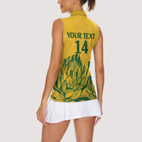 Custom South Africa Cricket Women Sleeveless Polo Shirt 2024 African Pattern Go Proteas - Wonder Print Shop
