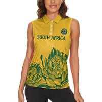 Custom South Africa Cricket Women Sleeveless Polo Shirt 2024 African Pattern Go Proteas - Wonder Print Shop
