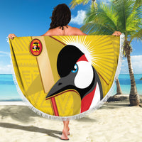 Custom Uganda Cricket Beach Blanket Ugandan Grey Crowned Crane - Wonder Print Shop