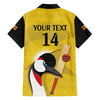 Custom Uganda Cricket Family Matching Long Sleeve Bodycon Dress and Hawaiian Shirt Ugandan Grey Crowned Crane - Wonder Print Shop
