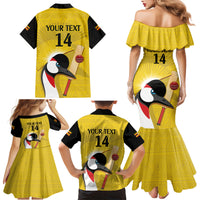 Custom Uganda Cricket Family Matching Mermaid Dress and Hawaiian Shirt Ugandan Grey Crowned Crane - Wonder Print Shop