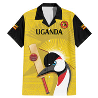 Custom Uganda Cricket Family Matching Mermaid Dress and Hawaiian Shirt Ugandan Grey Crowned Crane - Wonder Print Shop