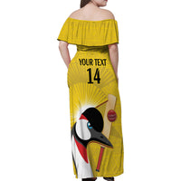 Custom Uganda Cricket Family Matching Off Shoulder Maxi Dress and Hawaiian Shirt Ugandan Grey Crowned Crane - Wonder Print Shop