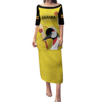 Custom Uganda Cricket Family Matching Puletasi and Hawaiian Shirt Ugandan Grey Crowned Crane - Wonder Print Shop