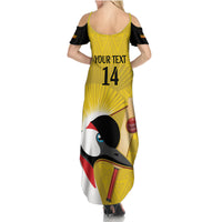 Custom Uganda Cricket Family Matching Summer Maxi Dress and Hawaiian Shirt Ugandan Grey Crowned Crane - Wonder Print Shop