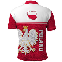 Poland Polo Shirt Polska Coat Of Arms With Folk Pattern - Wonder Print Shop