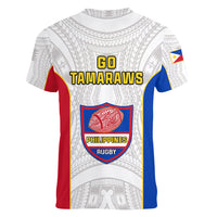 Philippines Rugby Women V Neck T Shirt Pacific Pilipinas Go Tamaraws - Wonder Print Shop