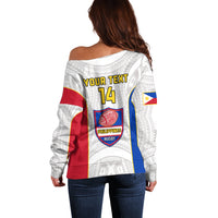 Personalised Philippines Rugby Off Shoulder Sweater Pacific Pilipinas Go Tamaraws - Wonder Print Shop