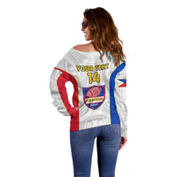 Personalised Philippines Rugby Off Shoulder Sweater Pacific Pilipinas Go Tamaraws - Wonder Print Shop