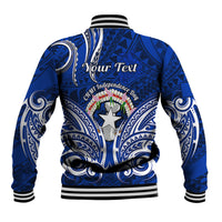 Personalised Independence Day CNMI Baseball Jacket Northern Mariana Islands Tribal Tattoo Pattern - Wonder Print Shop