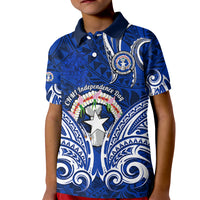 Personalised Independence Day CNMI Kid Polo Shirt Northern Mariana Islands Tribal Tattoo Pattern - Wonder Print Shop