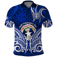 Personalised Independence Day CNMI Polo Shirt Northern Mariana Islands Tribal Tattoo Pattern - Wonder Print Shop