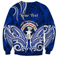 Personalised Independence Day CNMI Sweatshirt Northern Mariana Islands Tribal Tattoo Pattern - Wonder Print Shop