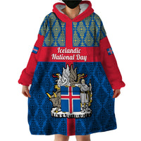 17 June Iceland National Day Wearable Blanket Hoodie Icelandic Folk Pattern - Wonder Print Shop
