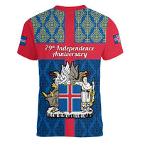 17 June Iceland National Day Women V Neck T Shirt Icelandic Folk Pattern - Wonder Print Shop