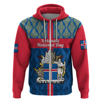 Personalised 17 June Iceland National Day Hoodie Icelandic Folk Pattern - Wonder Print Shop