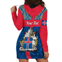Personalised 17 June Iceland National Day Hoodie Dress Icelandic Folk Pattern - Wonder Print Shop