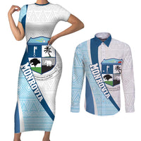 Liberia Monrovia Capital Couples Matching Short Sleeve Bodycon Dress and Long Sleeve Button Shirt African Pattern Curves Style