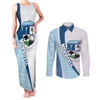 Liberia Monrovia Capital Couples Matching Tank Maxi Dress and Long Sleeve Button Shirt African Pattern Curves Style