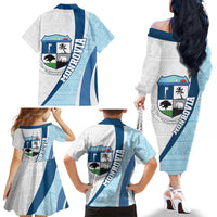 Liberia Monrovia Capital Family Matching Off The Shoulder Long Sleeve Dress and Hawaiian Shirt African Pattern Curves Style