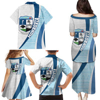 Liberia Monrovia Capital Family Matching Puletasi and Hawaiian Shirt African Pattern Curves Style