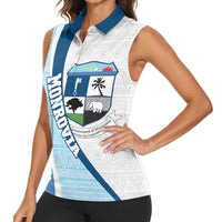 Liberia Monrovia Capital Women Sleeveless Polo Shirt African Pattern Curves Style