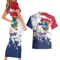 Liberia 1847 Independence Day Couples Matching Short Sleeve Bodycon Dress and Hawaiian Shirt Coat Of Arms Grunge Style