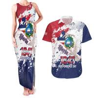 Liberia 1847 Independence Day Couples Matching Tank Maxi Dress and Hawaiian Shirt Coat Of Arms Grunge Style