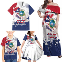 Liberia 1847 Independence Day Family Matching Off Shoulder Maxi Dress and Hawaiian Shirt Coat Of Arms Grunge Style